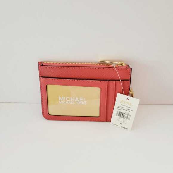 Michael Kors Jet Set Travel Small Top Zip Coin Pouch ID Key Ring Light Berry - Picture 3 of 6